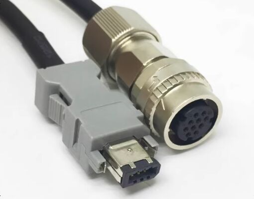 Yaskawa Servo Motor Encoder Cable with 1000V Voltage Rating Silver Gold Plated Contacts for Panel or Cable Mount
